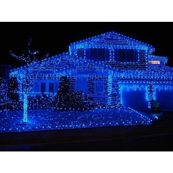 Instalatie Craciun, 10 m, 286 Led-uri, Franjuri, Albastru, Flash, Transformator, Interconectabila