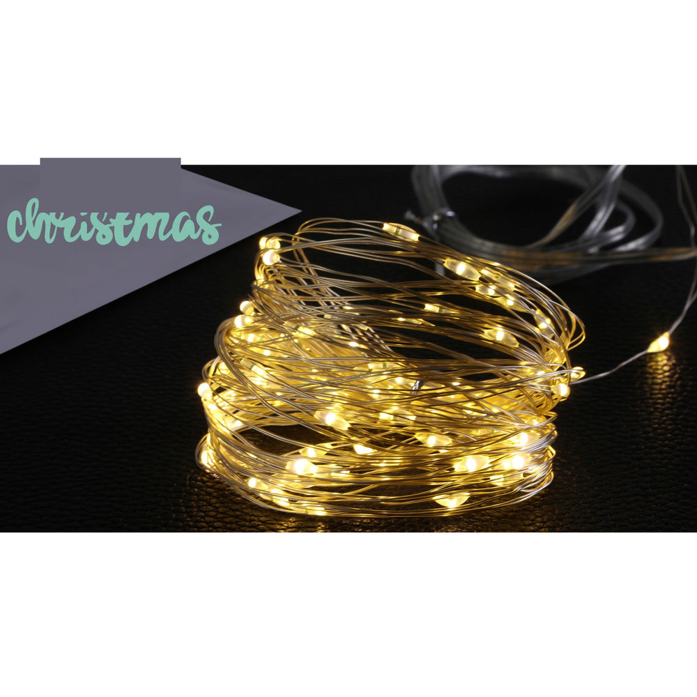 Instalatie Craciun, 10 metri, 100 LED-uri, multicolor, telecomanda 8 functii, USB, fir cupru, liniar, interior/exterior