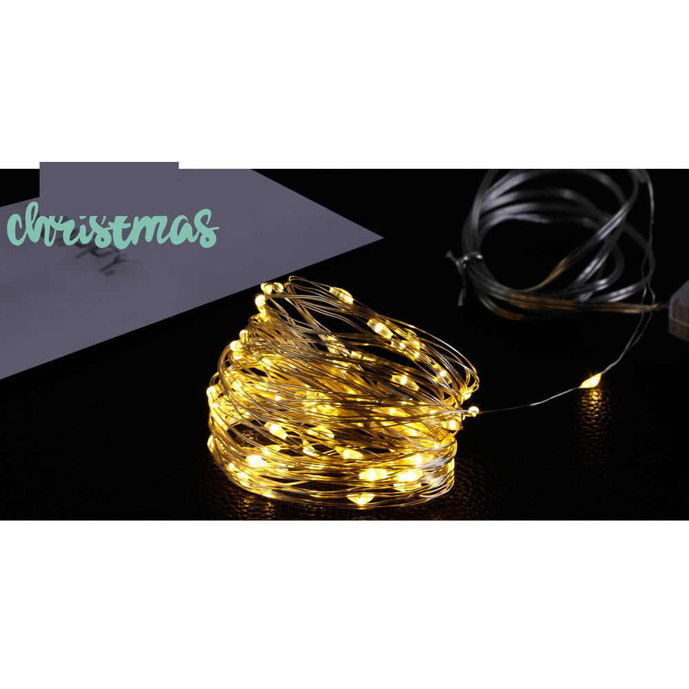 Instalatie Craciun, 10 metri, 100 LED-uri, multicolor, telecomanda 8 functii, USB, fir cupru, liniar, interior/exterior