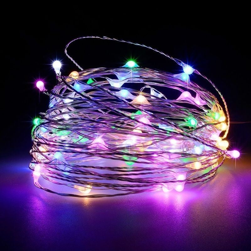 Instalatie Craciun, 10 metri, 100 LED-uri, USB, Telecomanda cu 8 functii, Multicolor