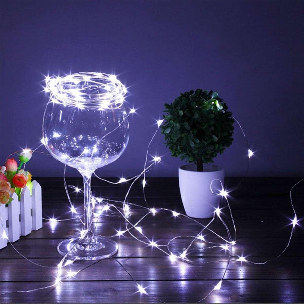 Instalatie Craciun, 10 metri, 100 LED-uri, USB, Telecomanda cu 8 functii, alb rece