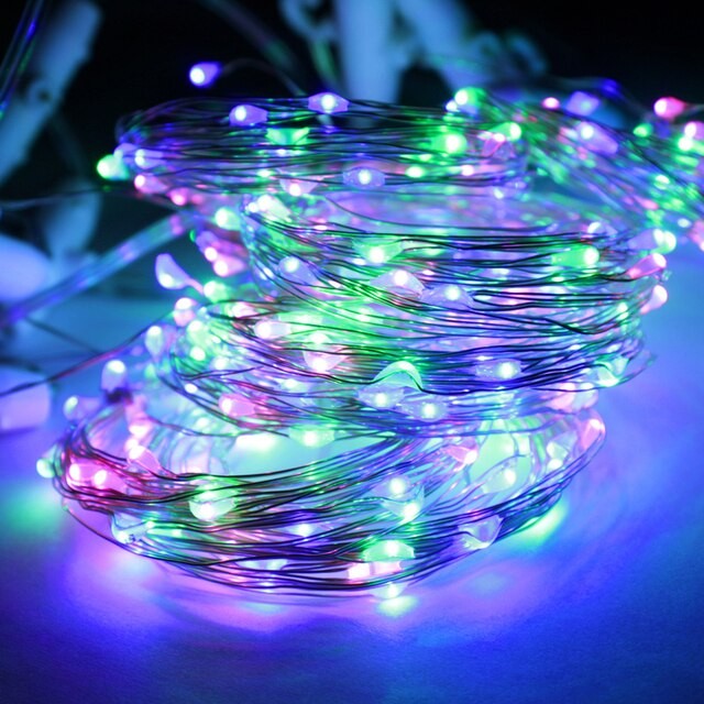 Instalatie Craciun, 10 metri, 100 LED-uri, USB, Telecomanda cu 8 functii, Multicolor