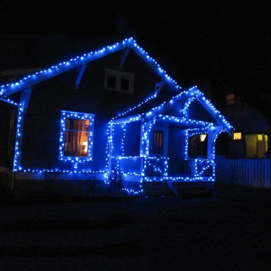 Instalatie Craciun, 105 m, 1050 Led-uri, Liniara, Albastru, 8 jocuri de lumini, Transformator cu telecomanda, Interconectabila, Prelungitor 3 m inclus, Fir Transparent