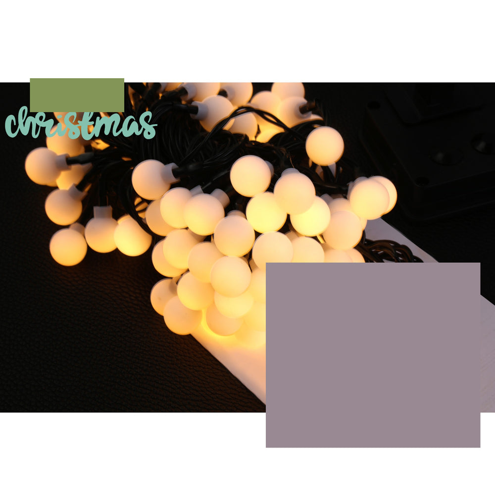 Instalatie Craciun, 12 metri, 100 de LED-uri cu ornament tip Bulb, 8 jocuri de lumini, alb cald, cu energie solara, liniar, interior/exterior