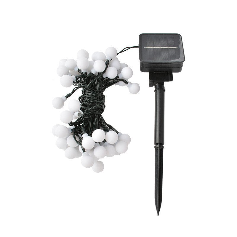 Instalatie Craciun, 12 metri, 100 de LED-uri cu ornament tip Bulb, 8 jocuri de lumini alb rece, cu energie solara, liniar, interior/exterior
