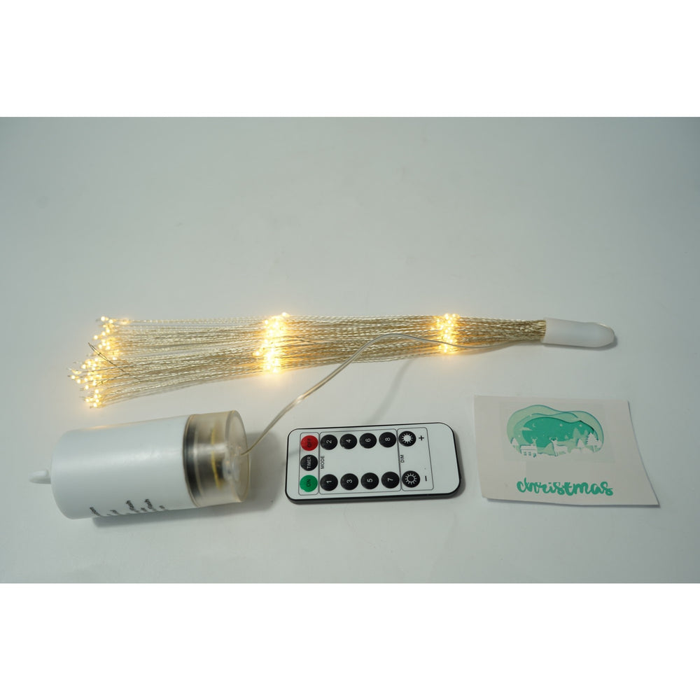 Instalatie Craciun, 180 LED-uri, alb cald, telecomanda 8 functii, cu baterii, explozie fireworks