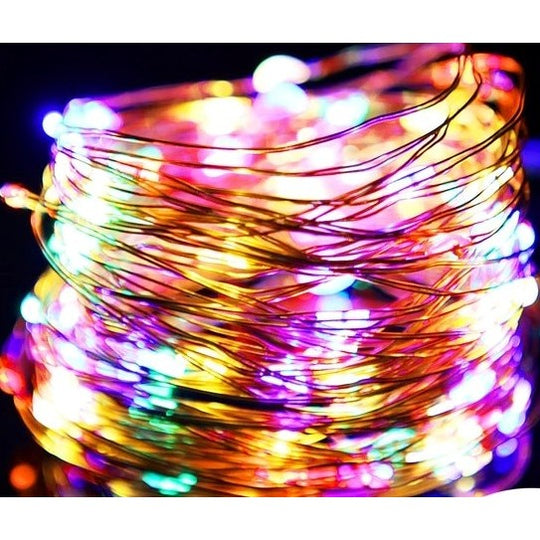 Instalatie Craciun, 2 metri, 20 LED-uri, multicolor, telecomanda 8 functii, USB, fir cupru, liniar, interior/exterior