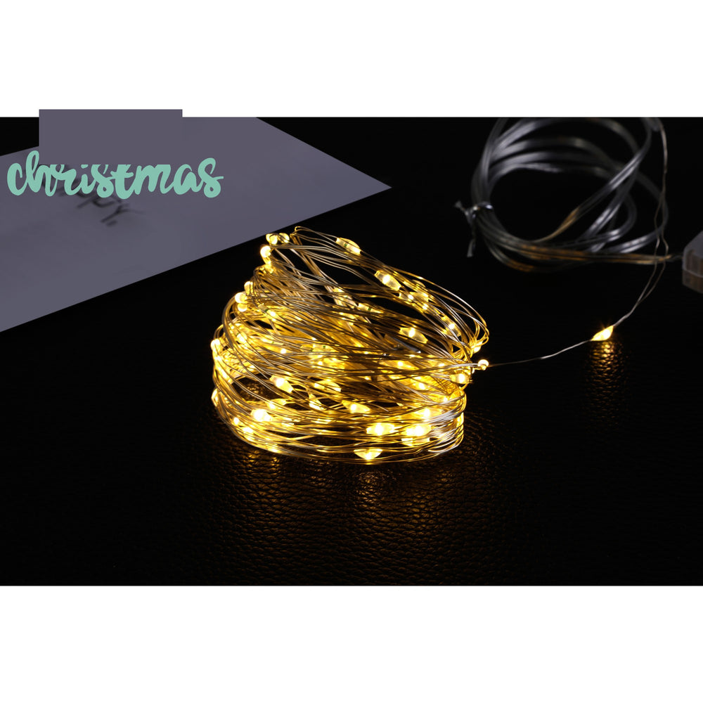 Instalatie Craciun, 2 metri, 20 LED-uri, multicolor, telecomanda 8 functii, USB, fir cupru, liniar, interior/exterior