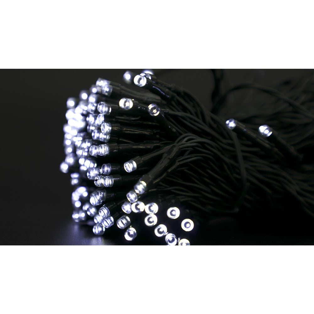 Instalatie Craciun, 20 metri, 200 de LED-uri, Alb Rece, cu energie solara, fir de cupru, liniar, interior/exterior