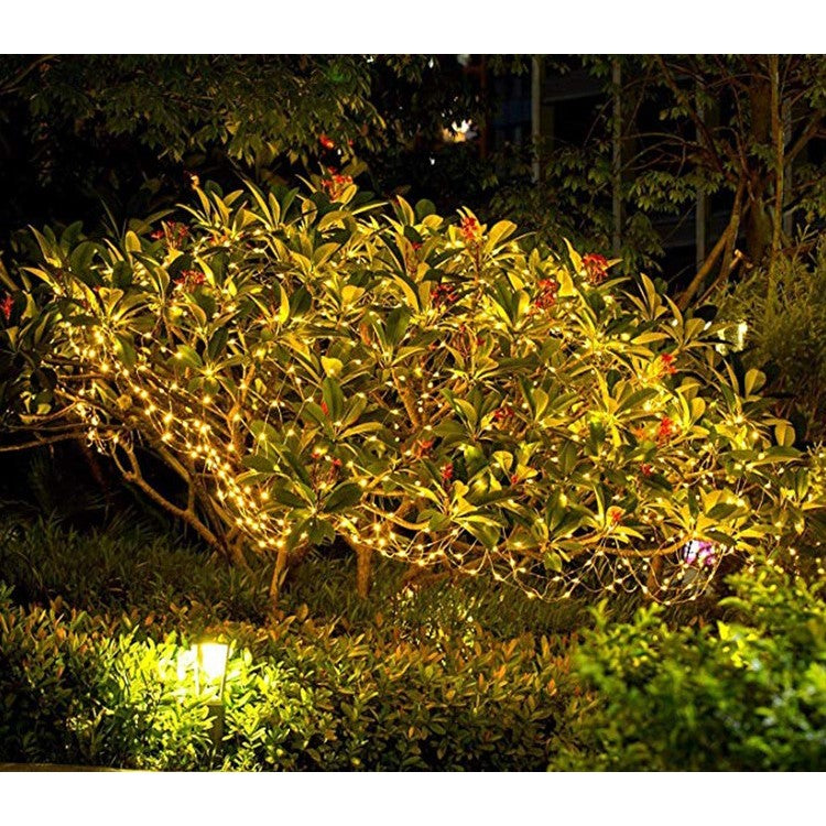 Instalatie Craciun, 200 LED-uri, 22 metri, pentru exterior cu incarcare solara si telecomanda, alb cald
