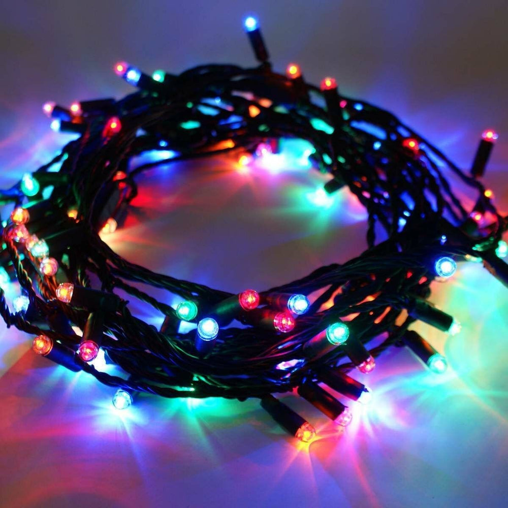 Instalatie Craciun, 25 m, 250 Led-uri, Liniara, Multicolor, 8 jocuri de lumini, Transformator cu telecomanda, Interconectabila, Prelungitor 3 m inclus, Fir Verde