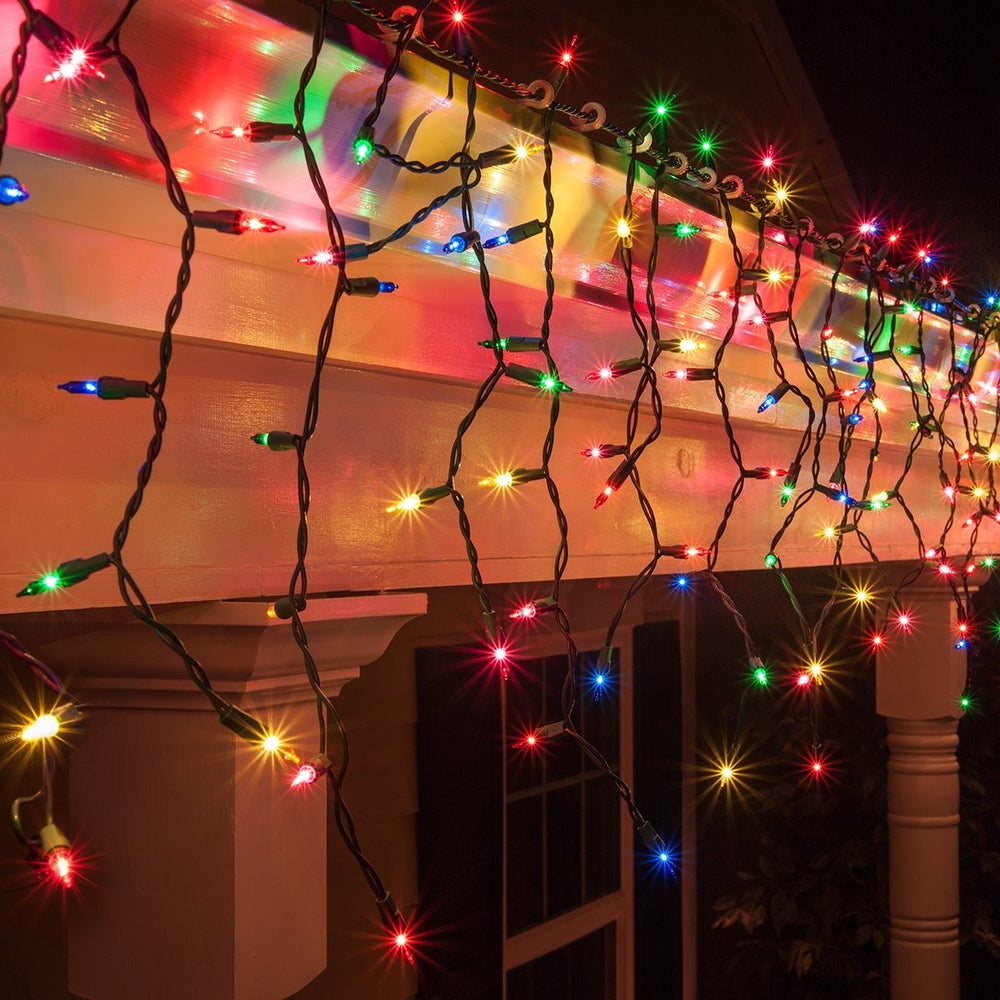 Instalatie Craciun, 35 m, 1001 Led-uri, Franjuri, Multicolor, Flash, Transformator cu telecomanda