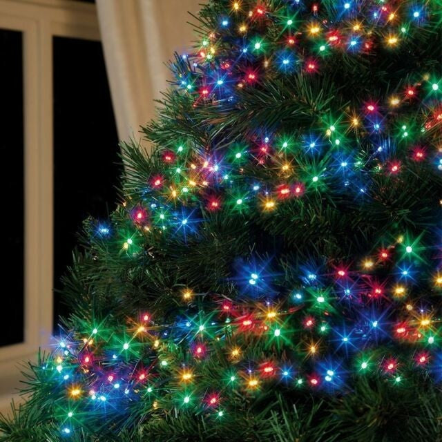 Instalatie Craciun, 35 m, 350 Led-uri, Liniara, Multicolor, 8 jocuri de lumini, Transformator cu telecomanda, Interconectabila, Prelungitor 5 m inclus, Fir Transparent