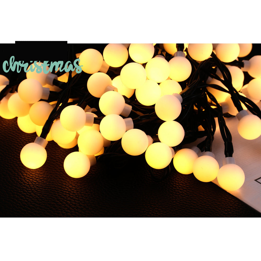 Instalatie Craciun, 5 metri, 20 de LED-uri cu ornament tip Bulb, 8 jocuri de lumini alb cald, cu energie solara, liniar, interior/exterior