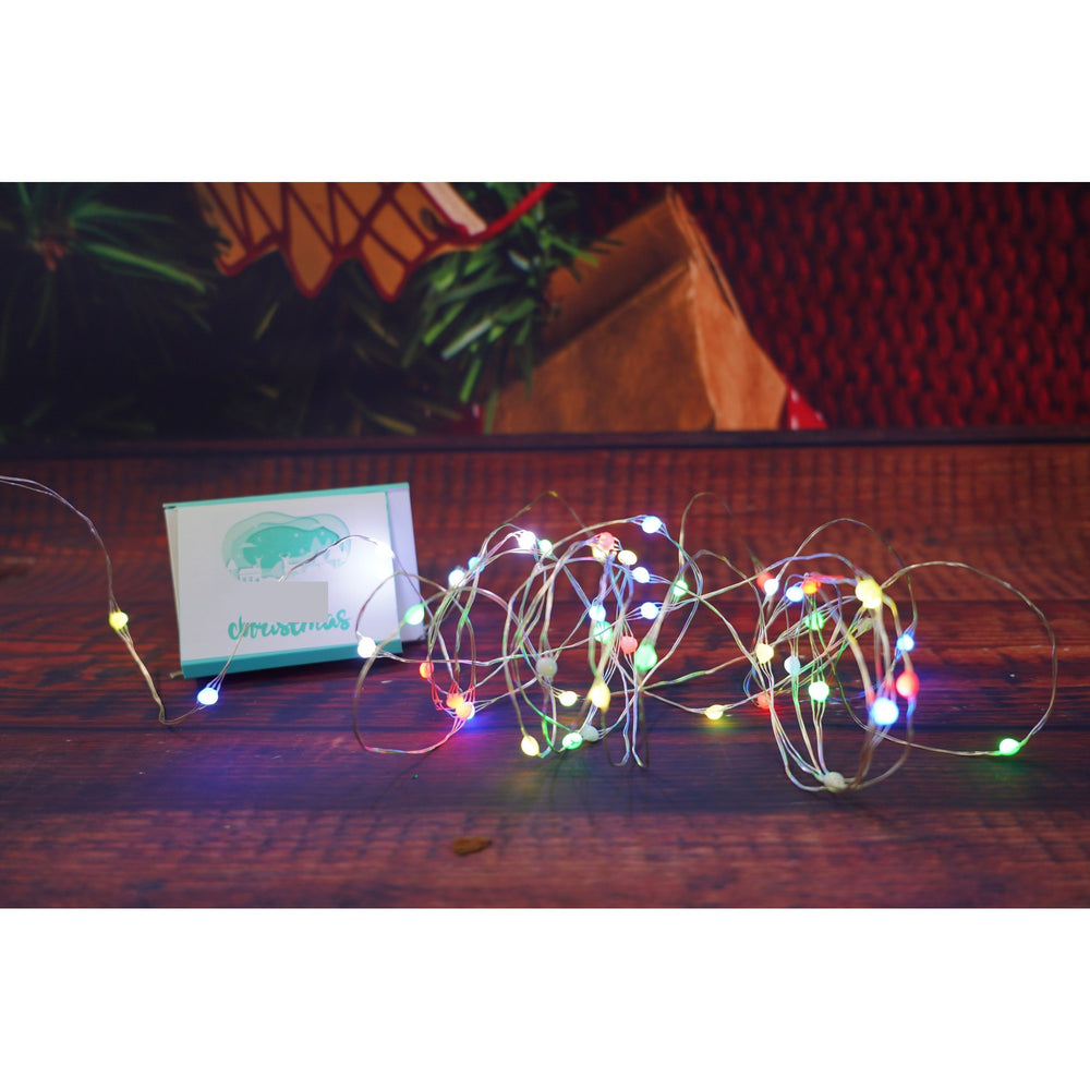 Instalatie Craciun, 5 metri, 50 LED-uri, telecomanda 32 de functii, multicolor RBG, fir cupru, USB, interior