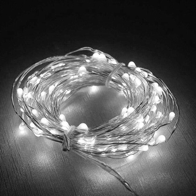 Instalatie Craciun, 5 metri, 50 LED-uri, USB, Telecomanda cu 8 functii, alb rece