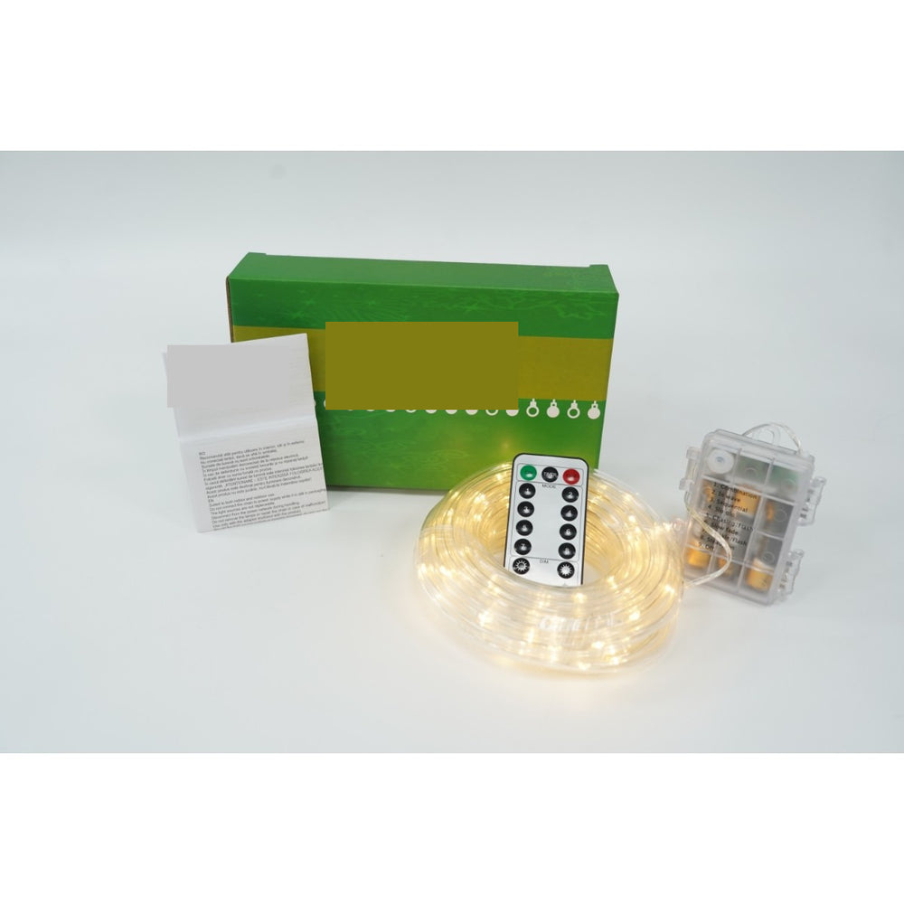 Instalatie Craciun Furtun Luminos, 10 m, 100 LED-uri, Alb Cald, Baterii