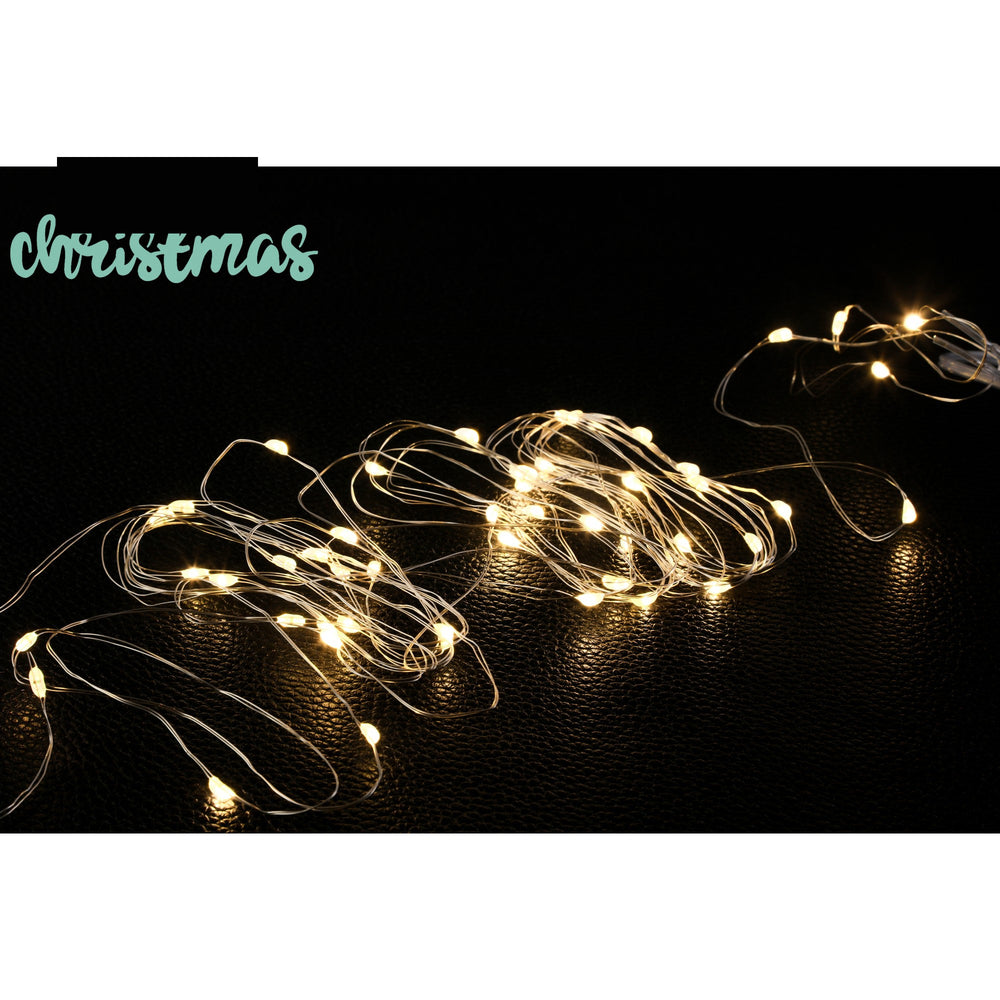 Instalatie Craciun, Liniara, 2 m, Baterii, 20 LED-uri, Alb Cald, Fir Cupru, Interior/Exterior