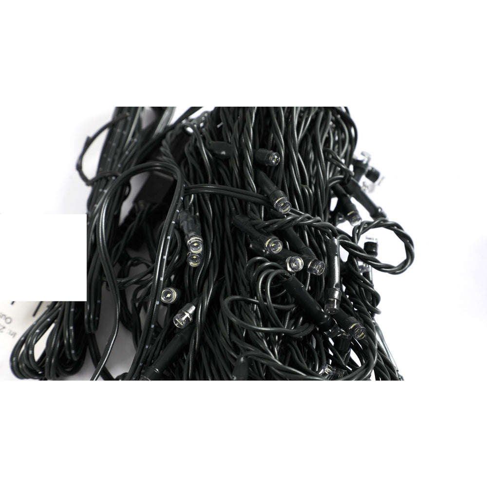 Instalatie Craciun liniara, cu transformator 31V, 10m, Alb Rece, 100 LED-uri V5, 8 jocuri de lumini, Fir verde