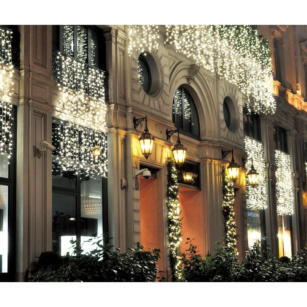 Instalatie Craciun Profesionala de Exterior IP65, Tip Perdea, 6m x 2m, 1200 Led-uri Mari, Alb rece