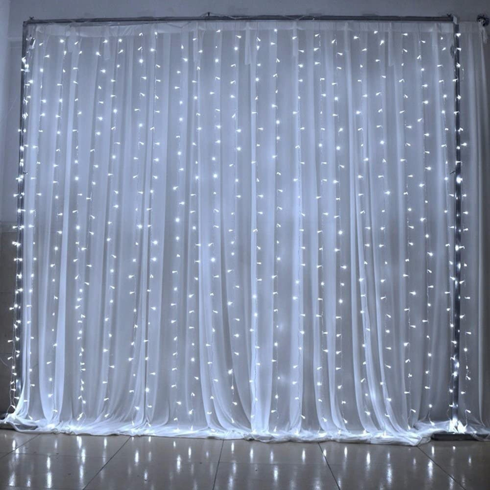Instalatie Craciun, Tip Perdea, 1 m x 1 m, 60 LED-uri, Alb Rece, Controler, 8 jocuri de lumini