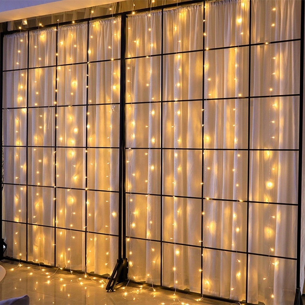 Instalatie Craciun, Tip Perdea, IP44, 17 m x 1 m, 1020 LED-uri, Alb cald, cu flash, Transformator