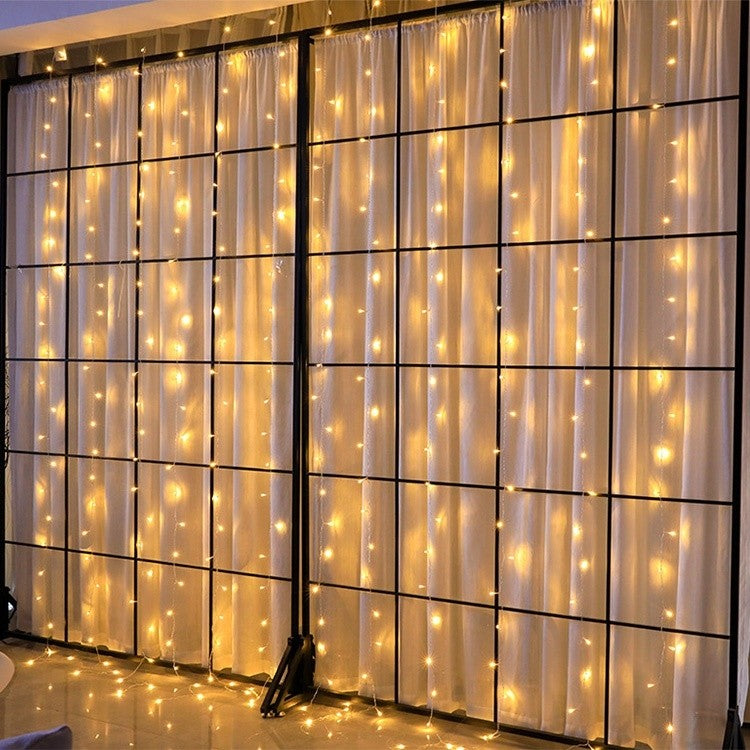 Instalatie Craciun, Tip Perdea, IP44, 3 m x 1 m, 180 LED-uri, Alb cald, 8 jocuri de lumini