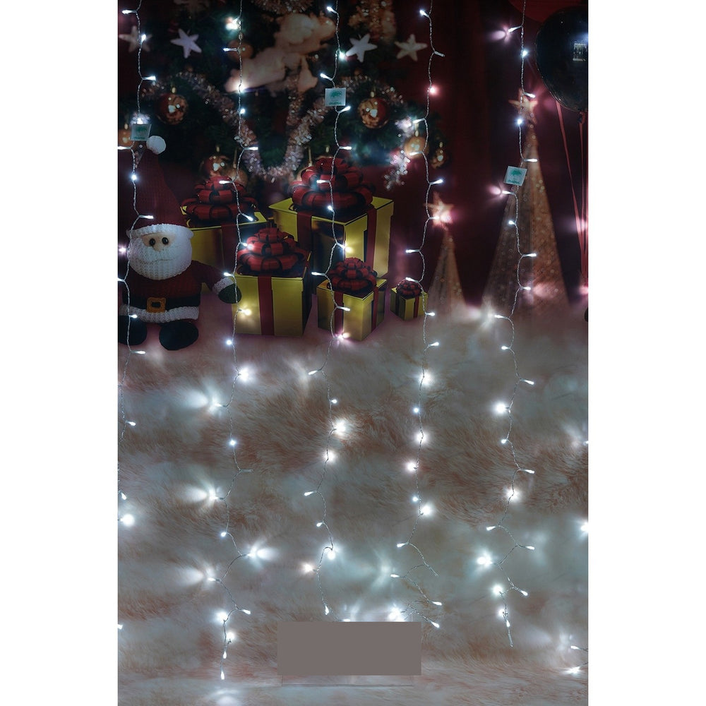 Instalatie Craciun, Tip Perdea, IP44, 6 m x 2 m, 720 LED-uri, Alb rece, cu flash, Transformator cu
