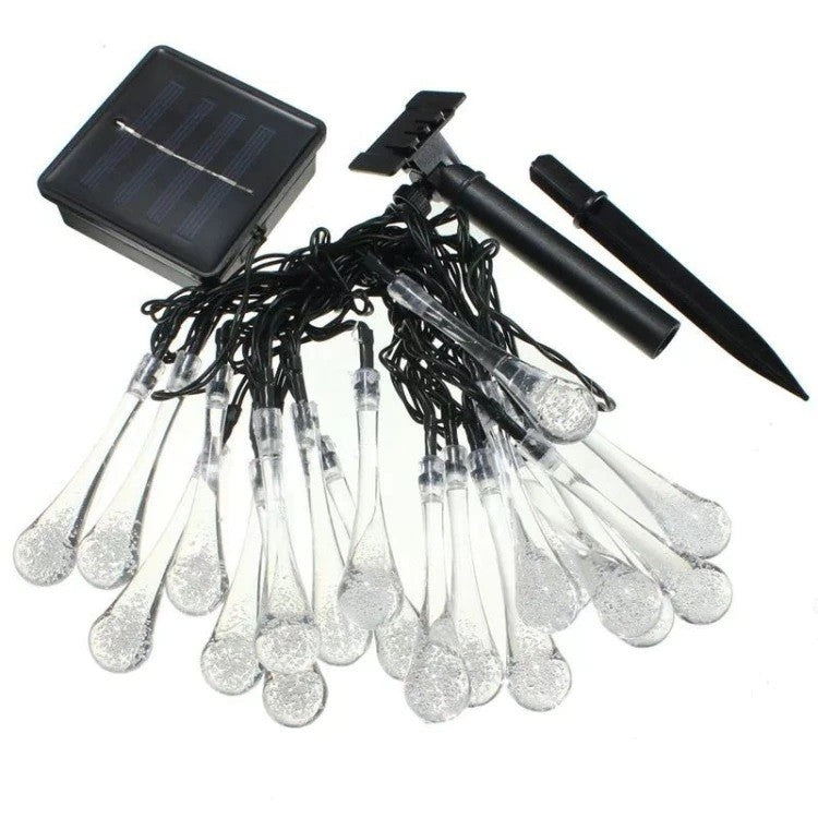 Instalatie Craciun, Tip Picaturi, 30 Led-uri, 6.5 metri, Multicolor, Energie solara, Senzor de lumina