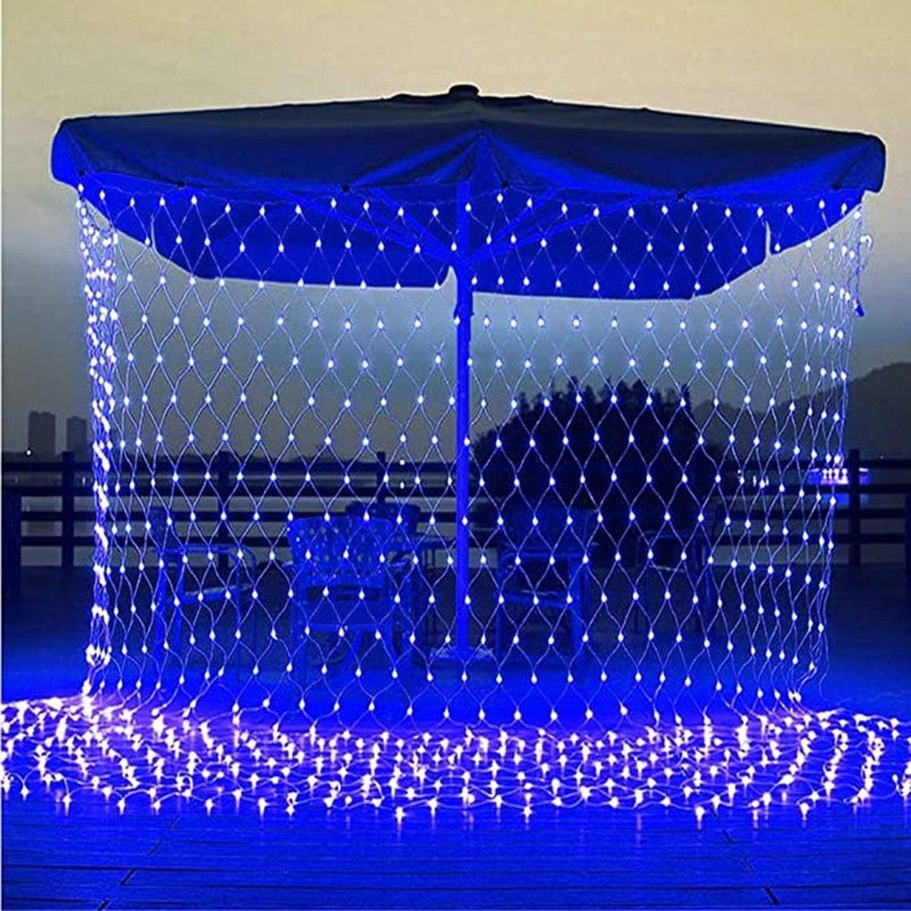 Instalatie Craciun, Tip Plasa, 10 m x 2 m, 800 LED-uri, Albastru, 8 jocuri de lumini, Transformator