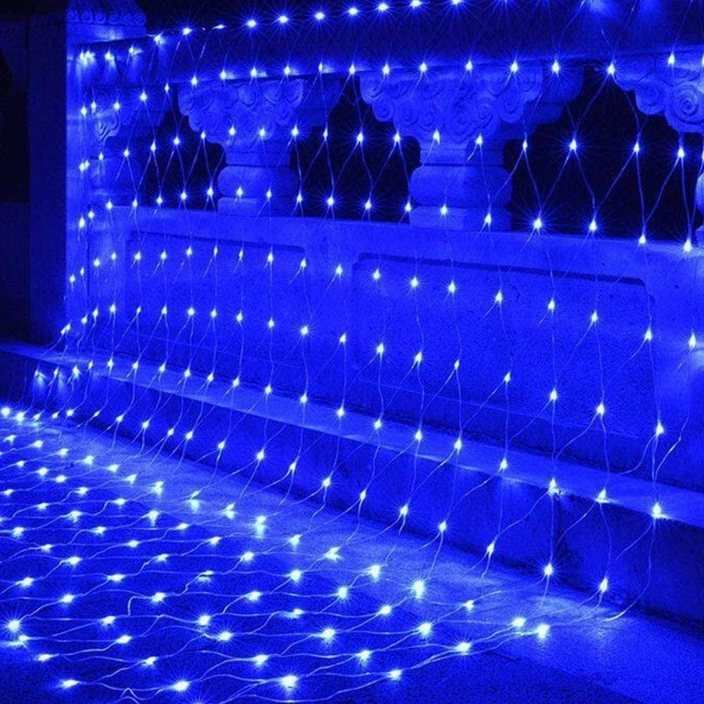 Instalatie Craciun, Tip Plasa, 10 m x 2 m, 800 LED-uri, Albastru, 8 jocuri de lumini, Transformator