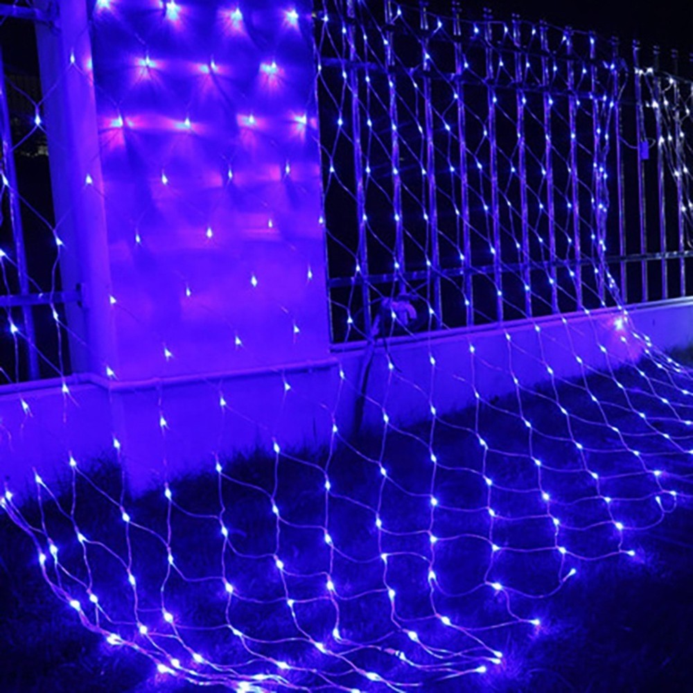 Instalatie Craciun, Tip Plasa, 10 m x 2 m, 800 LED-uri, Albastru, 8 jocuri de lumini, Transformator