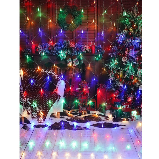 Instalatie Craciun, Tip Plasa, 15 m x 1.5 m, 1200 LED-uri, Multicolor, 8 jocuri de lumini, Transformator cu telecomanda, Interconectabila, Prelungitor 3 m inclus, Fir transparent