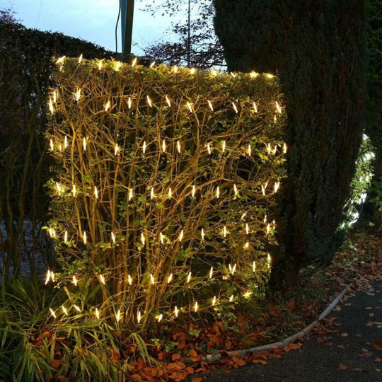 Instalatie Craciun tip plasa, cu transformator 31V, 1.5 m x 1.5 m, Alb Cald, 120 LED-uri V5, 8 jocuri de lumini, fir verde