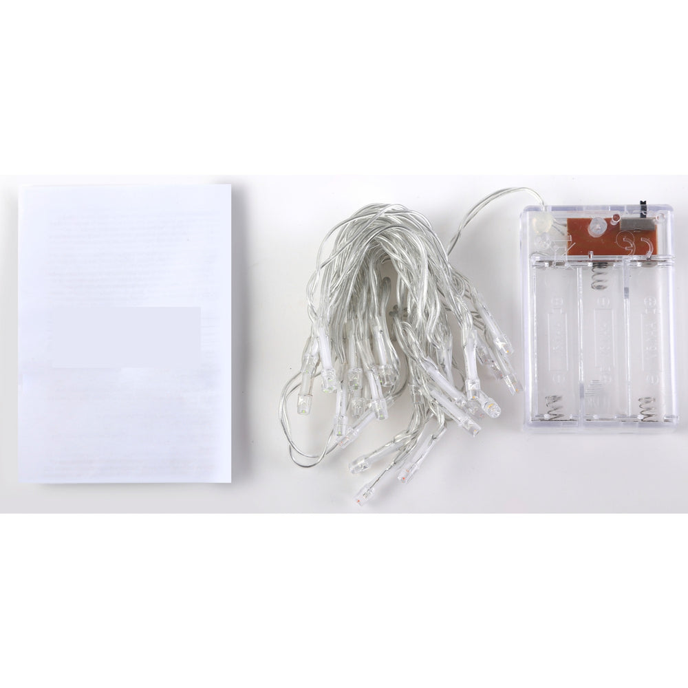 Instalatie de Craciun cu Baterii Tip Liniar, 2 jocuri de lumini, Fir Transparent 1 m 10 LED -uri, Alb Rece