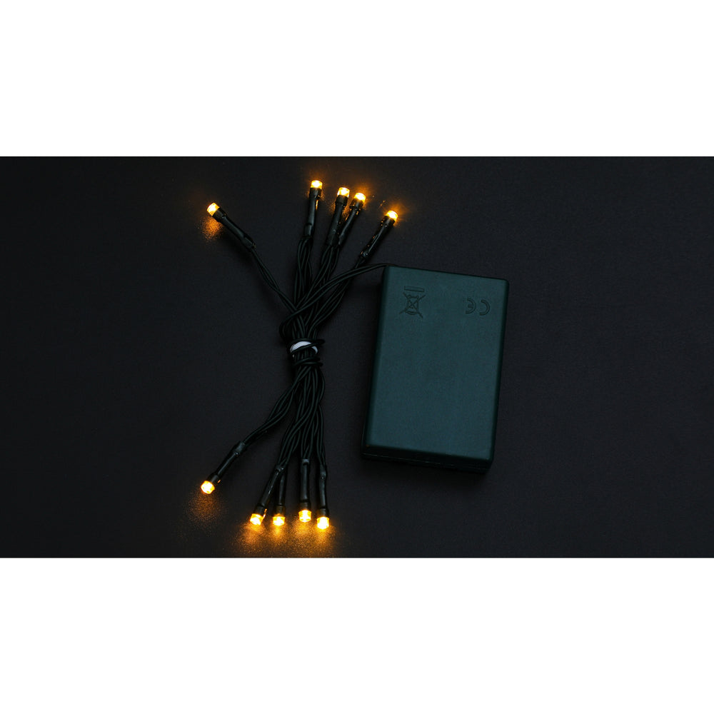 Instalatie de Craciun cu Baterii Tip Liniar, 2 jocuri de lumini, Fir Verde 1 m 10 LED -uri, Alb Cald