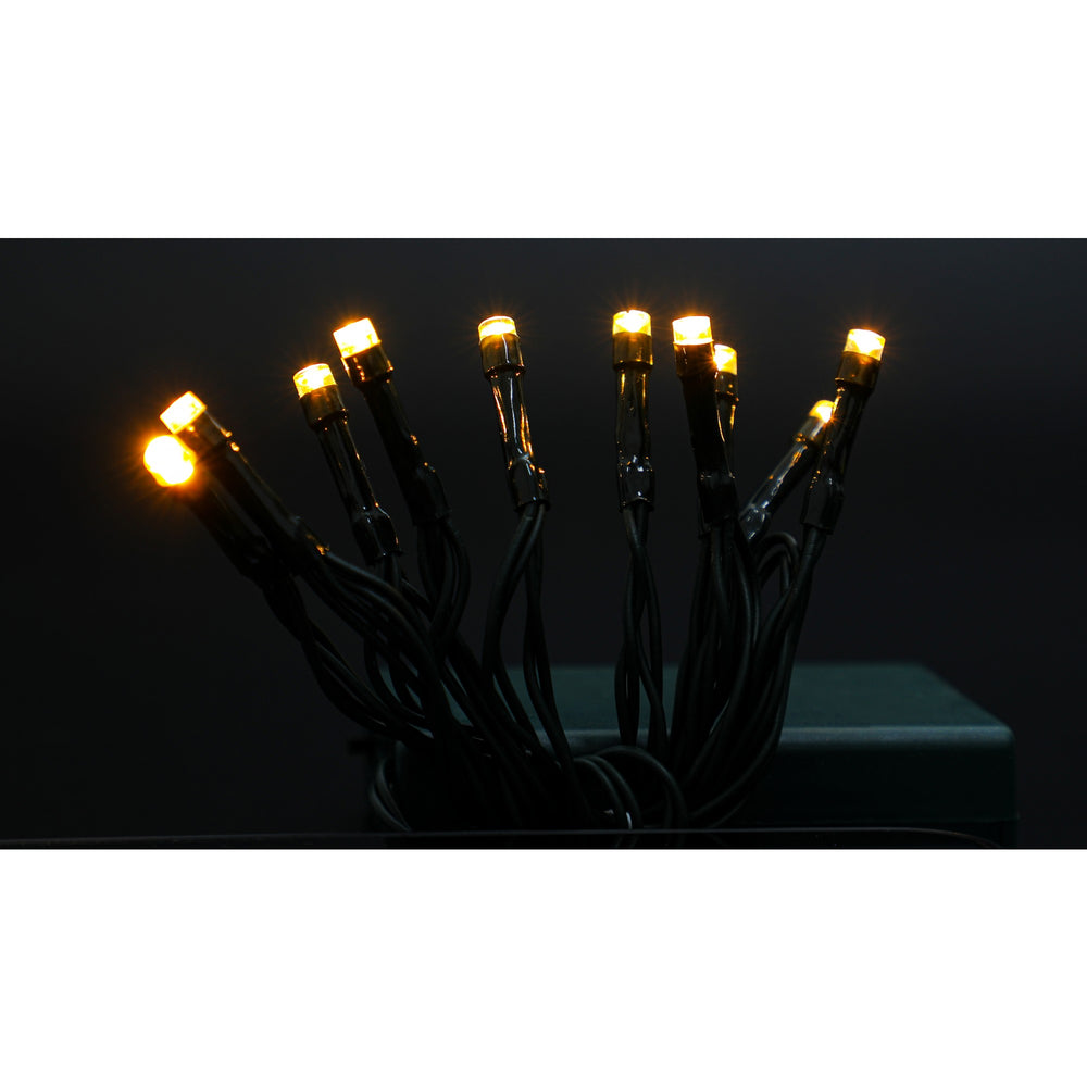 Instalatie de Craciun cu Baterii Tip Liniar, 2 jocuri de lumini, Fir Verde 1 m 10 LED -uri, Alb Cald