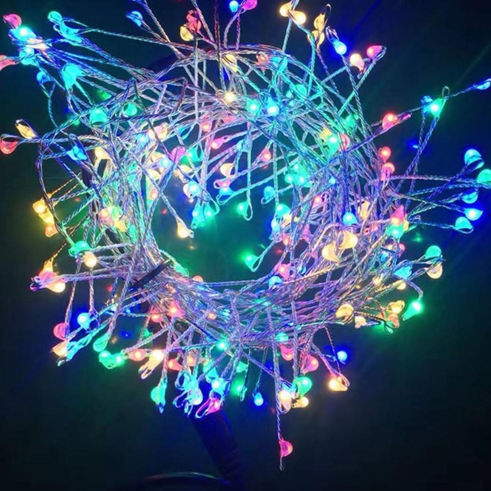 Instalatie de Craciun Liniara, Tip Cluster, 8 Jocuri de Lumini, cu Telecomanda, 25 m, 1000 LED-uri, Alimentare USB, 24V, Ambalaj pe Rola, Multicolor