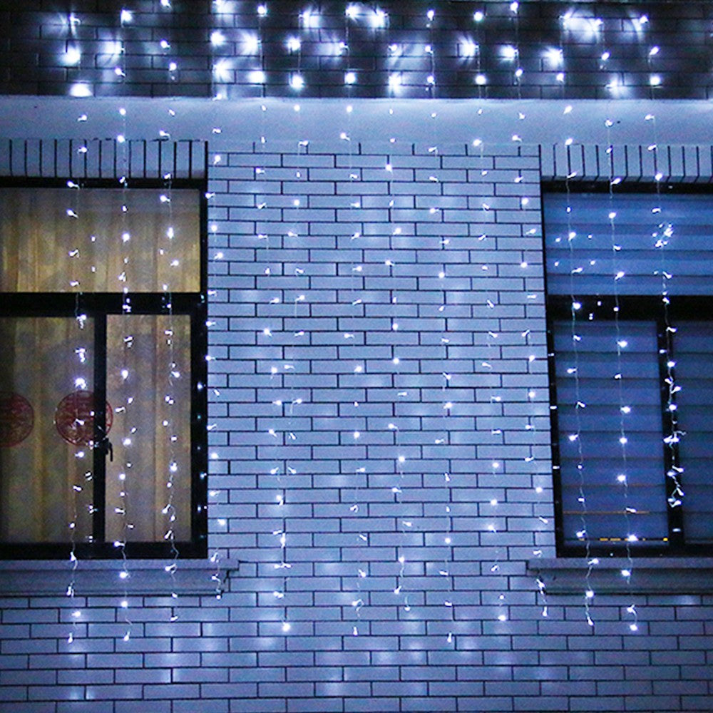 Instalatie de Craciun Tip Perdea, 3 x 3 m, 320 LED-uri, Interconectabila, Alb Rece