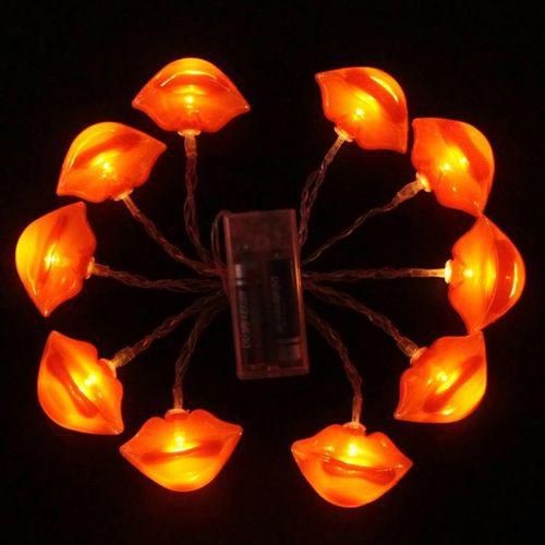 Instalatie de Craciun, Tip Sir cu Baterii, 1.5 m, 10 LED-uri, Model Buze, Rosu