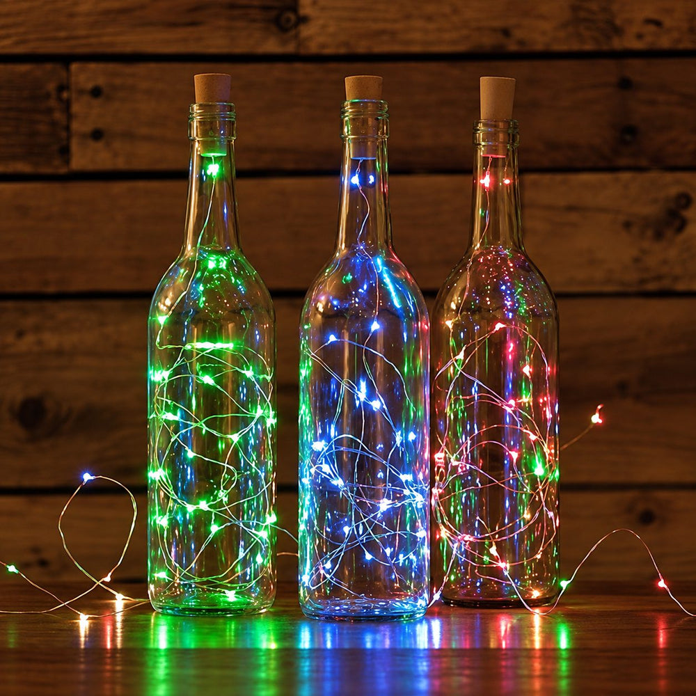 Instalatie Luminoasa de Craciun, Tip Sir cu Fir din Cupru, 50 LED-uri, cu Baterii, 2 Moduri, 5 m, Multicolor