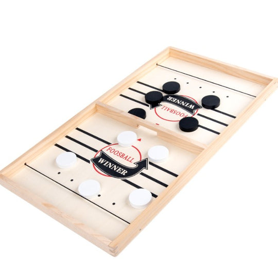 Joc Fooseball Interactiv, Tip Hockey pe Gheata, din Lemn, 10 Piese de Joc, +4 Ani, 54 x 29 cm, Multicolor