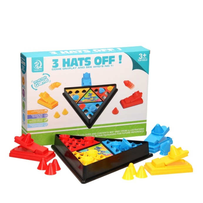Joc Interactiv pentru Copii, 3 Hats Off, Tabla de Joc, Figurine Palarii, +3 Ani, Multicolor