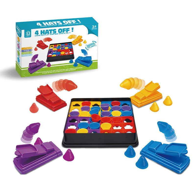 Joc Interactiv pentru Copii, 4 Hats Off, Tabla de Joc, Figurine Palarii, +3 Ani, Multicolor