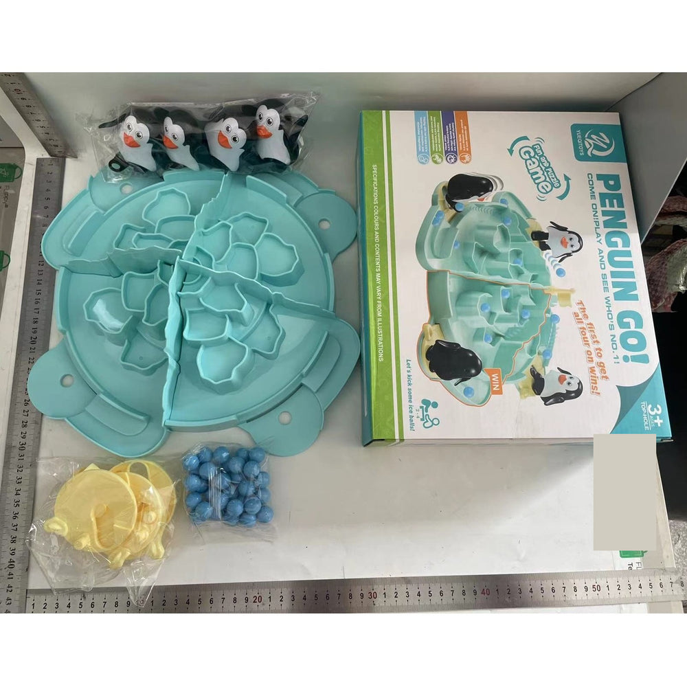 Joc Interactiv pentru Copii, Batalia Pinguinilor, 3 ani+, Tabla de Joc, Figurine Pinguini, Mingi, Multicolor