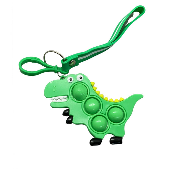 Jucarie antistres din silicon, Pop It Now and Flip It, Simple Dimple, Breloc, Dinozaur, Verde