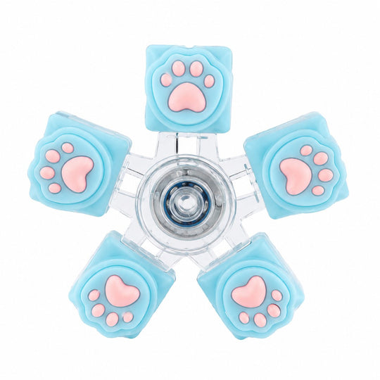 Jucarie Antistres Fidget Spinner, Model Labute de Pisica, 5 Brate cu Elemente Decorative Tip Paw, Rotire Manuala, Design Compact, 7.5x7.5 cm, Albastru