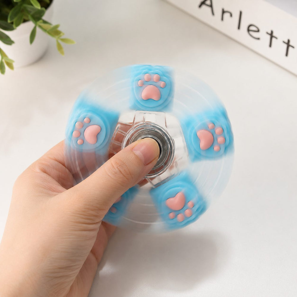 Jucarie Antistres Fidget Spinner, Model Labute de Pisica, 5 Brate cu Elemente Decorative Tip Paw, Rotire Manuala, Design Compact, 7.5x7.5 cm, Albastru