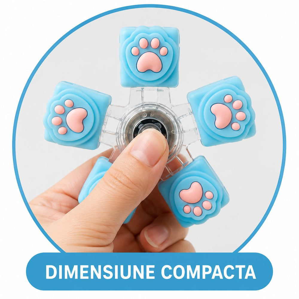 Jucarie Antistres Fidget Spinner, Model Labute de Pisica, 5 Brate cu Elemente Decorative Tip Paw, Rotire Manuala, Design Compact, 7.5x7.5 cm, Albastru
