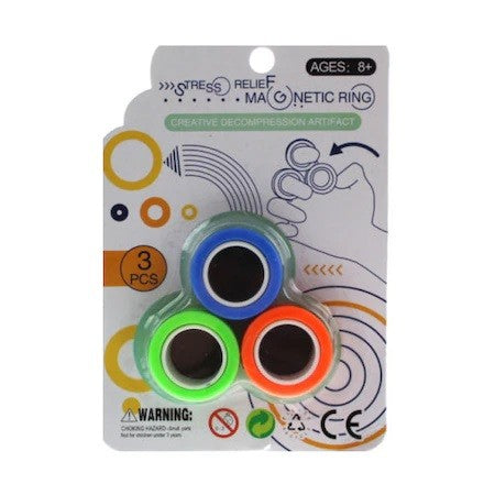 Jucarie antistres, inele magnetice, 3 piese, Multicolor